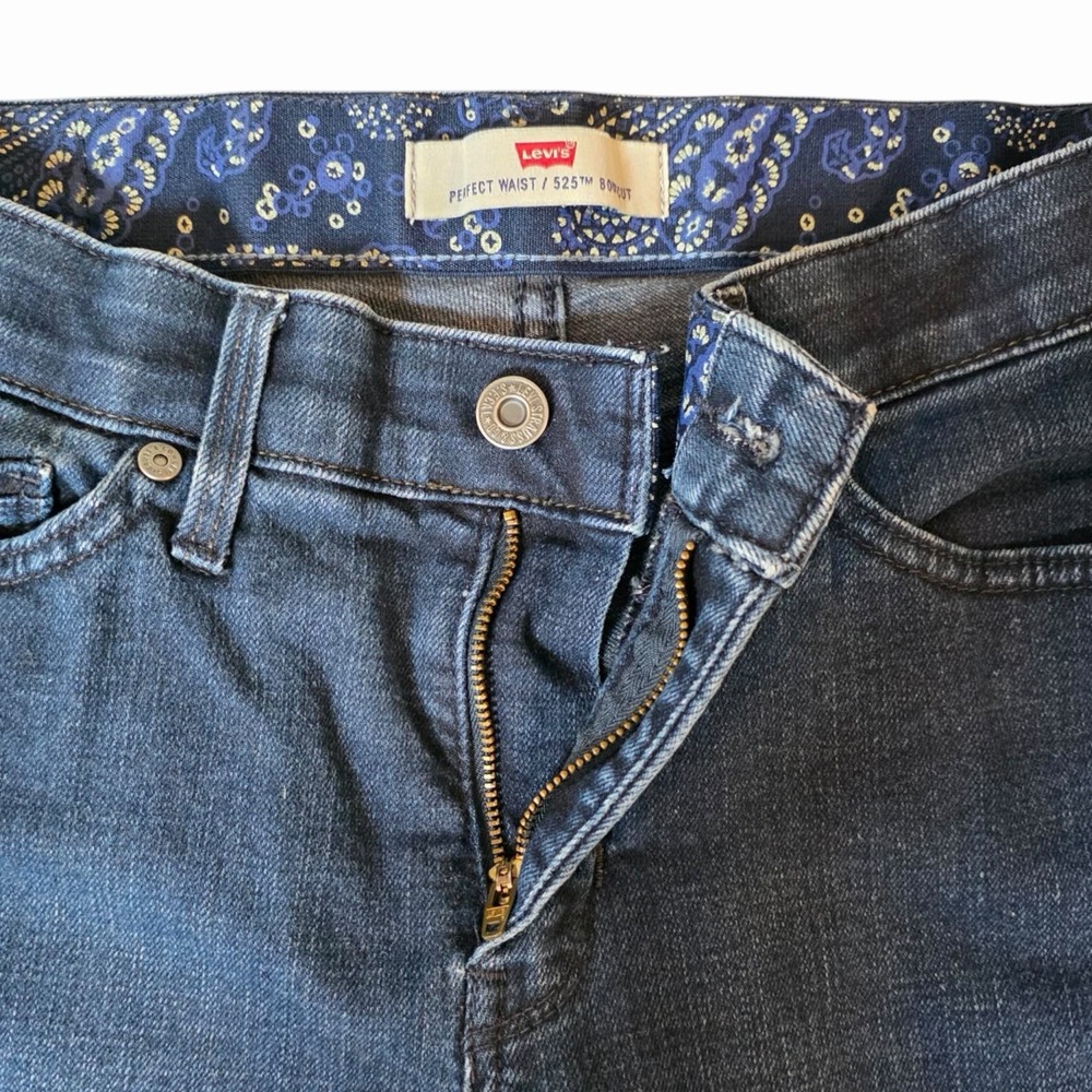 Levi's 525 Perfect Waist Bootcut Jeans Womens 8 M Dark Wash Stretch Denim - Picture 5 of 11